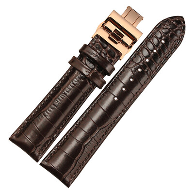 

NP01 20mm Watchband Women And Men With Rose Gold Butterfly Buckle Calfskin Watchstrap