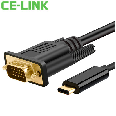 

CE-LINK USB31Type-C to VGA high-definition conversion cable 2 meters USB-C to VGA computer mac with high-definition TV monitor projector line black 1656