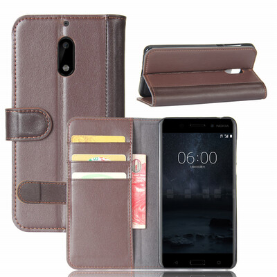 

GANGXUN Nokia 6 Case Genuine Leather Magnetic Flip Cover Kickstand Card Slot Wallet Pouch for Nokia 6