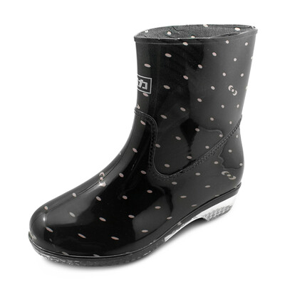 

Pull back Warrior rain boots in the tube womens shoes waterproof shoes cover shoes rain boots rubber shoes HXL523 powder point black 40