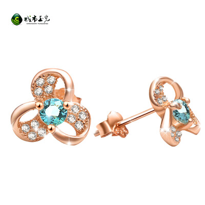 

City jade light 925 silver plated rose gold happy twins earrings