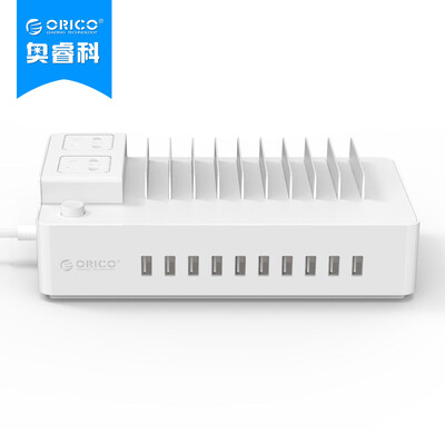

ORICO MPC-2A10U Smart USB Digital Charging Station Creative Bracket Sockets Pins Pins Pins Terminal Blocks Master Control Switches White