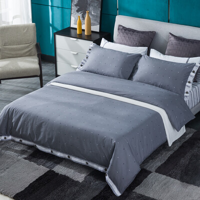 

Langsha Bedding Home Textiles High-density high-density four-piece cotton cotton blanket quilt cover bed linen kit star language gray 18-20 m bed quilt 220 240cm