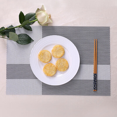 

Po You Ni kitchen mats PVC insulation mats non-slip table mats restaurant anti-hot Western mats put tableware mat 4 pieces double box pattern DQ9034-3