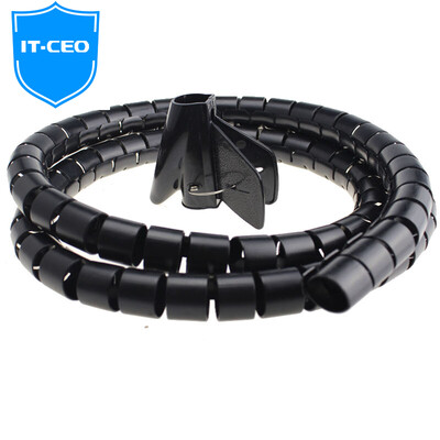 

IT-CEO organizer beam tube power supply cable storage box fixed tie line with finishing winder black with wire clip diameter 28mm length 15 m X0SXG-A