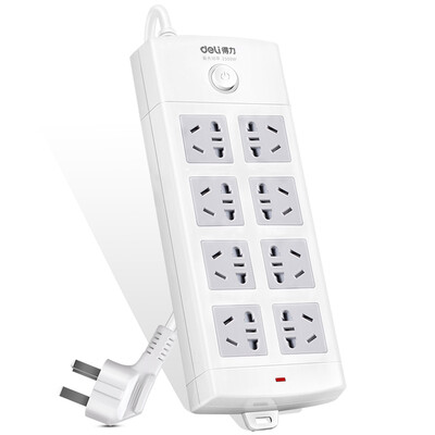 

(Deli) 18214 new national standard 8 5 m anti-electric total control switch socket / plug / plug board