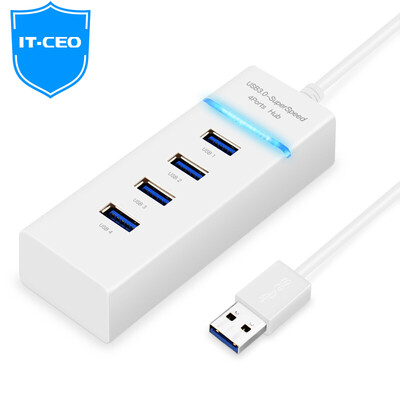 

IT-CEO W1HUB-3 USB3.0 высокоскоростное расширение 4-портовый концентратор HUB настольный компьютер ноутбук перетащить четыре USB-сплиттер поддержка телефон зарядка 0,3 метра белый
