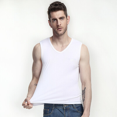 

CARTELO cotton men&39s vest thread sports stretch Slim fashion V-neck men&39s embroidery chest standard primer KDLBX003 white XXL