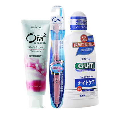 

Ora2) GUM periodontal care night kit (toothbrush soft hair * 1 + toothpaste fresh peach peppermint 140g * 1 + GUM mouthwash 450ml * 1
