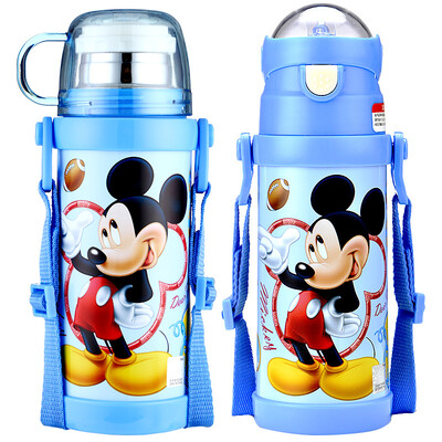

Disney 304 из нержавеющей стали детские изоляционные чашки мужские и женские студенты соломинки с двойным покрытием чашки детские ремни изоляционные бутылки 400 мл Mickey Blue HC6010M