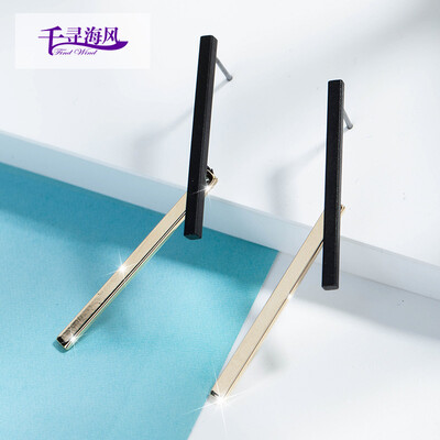 

Chihiro sea breeze Fingdwind fashion Korean earrings female black gold earrings earrings black gold