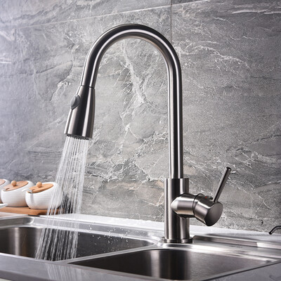 

HIDEEP Kitchen Fauect Brass pulling type hot cold Water Mixer 304 Stainless Steel 360 Degree Rotation