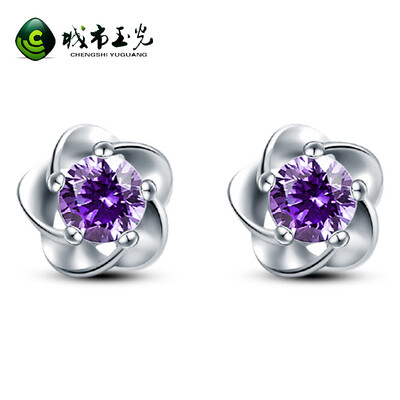 

City jade earrings 925 silver female plum earrings