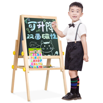 

Deli deli 8771 solid wood can be raised&lowered 970400mm double-sided magnetic multi-purpose wooden student whiteboard childrens drawing board easel chalk green board