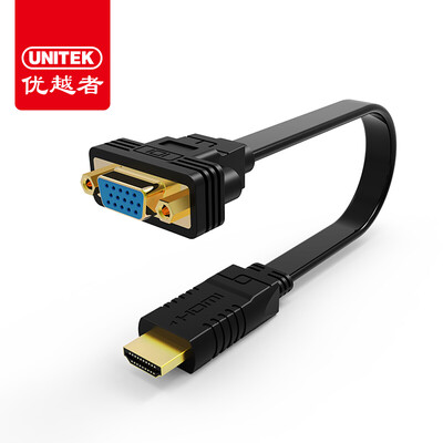 

UNITEK) HDMI to VGA converter HD interface to vga converter head hdmi interface head video cable computer millet wum box projector flat line Y-5326BK