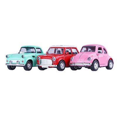 

One box surprise alloy car model double open the door retro European&American version of the back power function with light built-in sound 38Q version of three models set ZYMXQC001