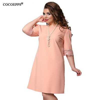 

COCOEPPS 2017 Plus Size Women Lace Dress Summer Large Size Patchwork Ladies Office Dresses Big Size Evening Loose Vestidos