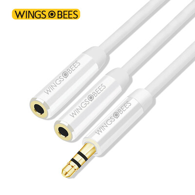 

Bee крыло AUX одна минута два аудио удлинитель 3,5 мм стерео пара наушник удлинитель мобильный телефон кабель для подключения кабеля 100 см белый