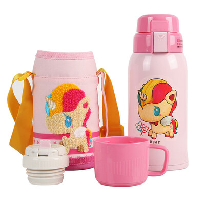 

Jingdong supermarket cup with bear 2017 new retro version of children&39s insulation cup with straw children&39s cup stainless steel children&39s insulation pot 600ml blue panda