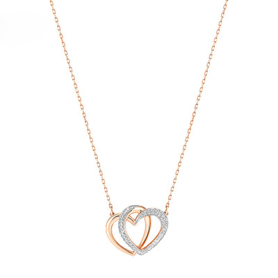 

Swarovski double heart necklace charming fashion clavicle chain female 5194826