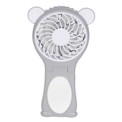 

Double USB fan mini mute portable rechargeable hand-held cartoon bear bear gray