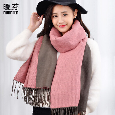 

Warm Fen NuanFen scarf female autumn&winter warm air conditioning shawl Korean version of the long paragraph womens cashmere casual wild dual-use W0075A powder coffee color