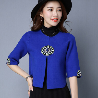

Siba homes 2017 autumn new women&39s sweater cardigan retro fashion short paragraph loose sleeves short jacket S71G0001A5XL blue