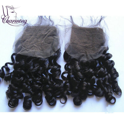 

Charming Hair Cheapest Products Funmi Curly Closure 5x5 Malaysian Virgin Hair Lace Closure Free Part Full Swiss Lace Base Closur