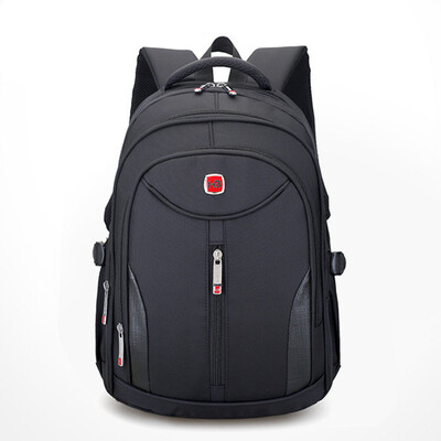 

Male and female students shoulders backpack as gift for children