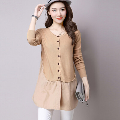 

A morning 2017 Korean version of the temperament long-sleeved sweater women&39s autumn sweater Slim was thin short jacket sweater jacket S63F0006A18JM camel all