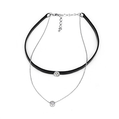 

Shin Kong jewelry Japan&South Korea women&39s necklace personalized double-necklace simple wild birthday gift spring&summer trend of new black