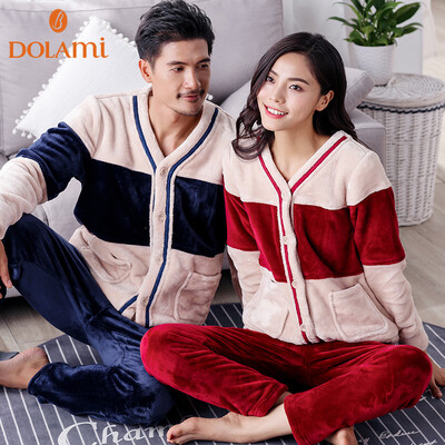 

Dora Beauty DOLAMI Pajamas Mens Autumn Couple Long Sleeve Casual Korean Mens Home Service Set DL651041 Baolan L
