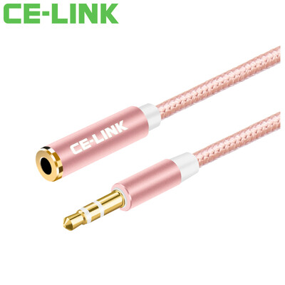 

CE-LINK 2534 Car AUX audio cable male extension cable 2 meters mobile phone flat headphone extension line car 35 stereo audio extension line rose gold