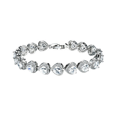 

Yoursfs@ Heart Shaped Cubic Zirconia Link Chain Bracelet For Women