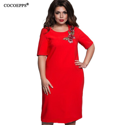 

COCOEPPS Vintage Summer Style 6XL Plus size Women Flower Embroidery Dress 2017 Elegant office evening party Big Large Size Dress