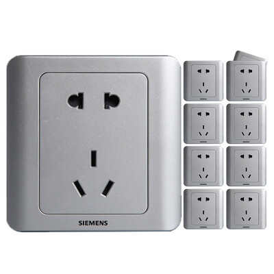 

SIEMENS switch socket 10A five hole socket panel ten loaded color silver