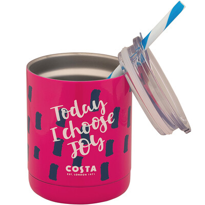 

Кофе семьи COSTA изоляция шкаф офисный стол мода с соломой с чашкой воды чашки весело прохладно музыка чашка розовый 350ml