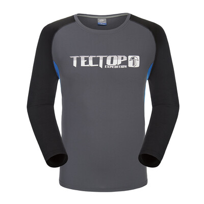 

Tectop quick-drying T-shirt outdoor men and women models breathable quick-drying T-shirt round neck long-sleeved color printing speed dry clothes men white