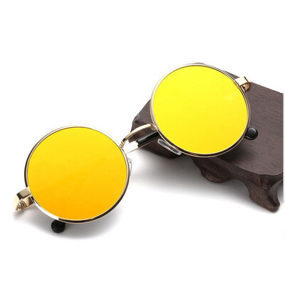 

Men and women retro flat sunglasses metal color film Prince Edward mirror circular sunglasses as gift for men and women