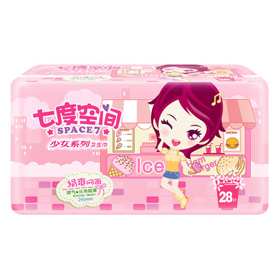 

Seven degrees of space (SPACE7) girls series silk cool net surface ultra-thin daily sanitary napkins 245mm * 28 tablets