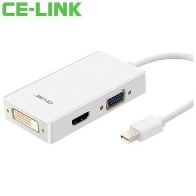 

CE-LINK Mini DP очередь VGA / HDMI / DVI конвертер 4K Mini тройной адаптер Mini DisplayPort интерфейсы молнии черный A1513 Macbook