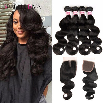 

Brazilian Virgin Hair With Closure Body Wave Human Hair Weave Bundles Brazilian Hair Weave Brazilian Body Wave With Lace Closure