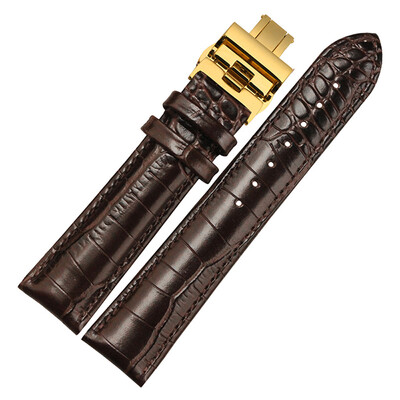 

BOLISI NP01 22mm Watchband Women And Men With Gold Butterfly Buckle Calfskin Watchstrap