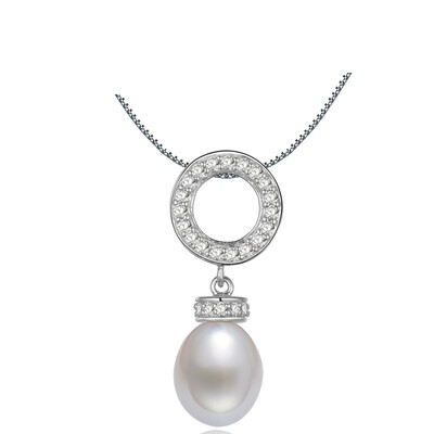 

Beijing Run pearl dream month s925 silver inlaid freshwater pearl pendant drop 8-9mm