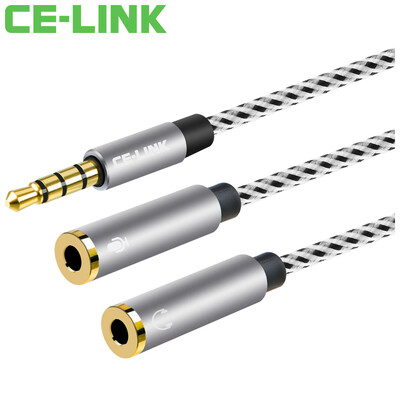 

CE-LINK 2432 Audio cable One minute extension cable 0.2M 3.5 Stereo audio cable Headset Splitter Mobile phone Flat audio cable Rose gold