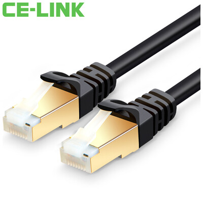 

CE-LINK CAT7 cable 2 m pure copper gold plated seven types of double shielded high speed SSTP network jumper with copper shell network computer router network cable black A1524