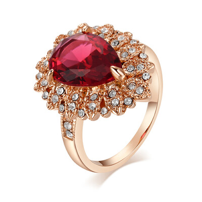 

Yoursfs@ 18K Rose Gold Plated Heart Shaped Wedding Ring With Rhinestone Crystal
