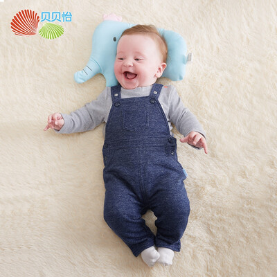 

Beibei Yi Bornbay Set 0-1-3 years old baby autumn boy boy baby strap pants suit plus cashmere baby clothes 171T043 possession of green 73