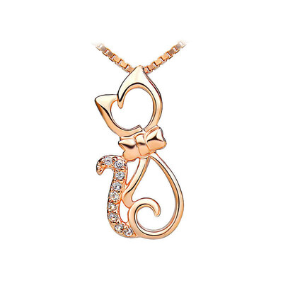 

Yoursfs@ Cute Kitty Necklace 18K Rose Gold Plated Women Jewelry Unique Dainty CZ Pendant Chain Gift