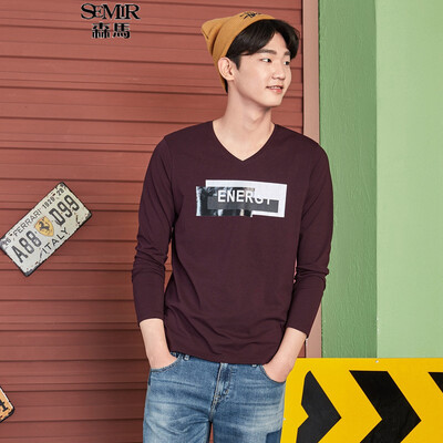 

Semir Long Sleeve T-Shirt Male 2017 Fall V Collar Body T-Shirt Men's T-Shirt T 12316011204 Bleaching M